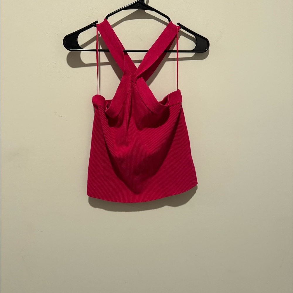 Halston Heritage Bold Pink Crop Top